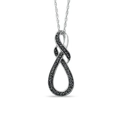 0.25 CT. T.W. Enhanced Black Natural Diamond Knotted Swirl Pendant in Sterling Silver