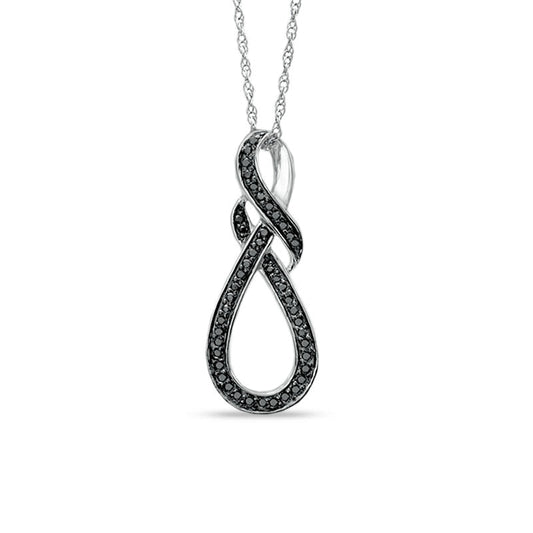 0.25 CT. T.W. Enhanced Black Natural Diamond Knotted Swirl Pendant in Sterling Silver