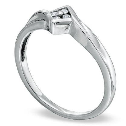 Natural Diamond Accent Ballpark Bypass Promise Ring in Solid 10K White Gold