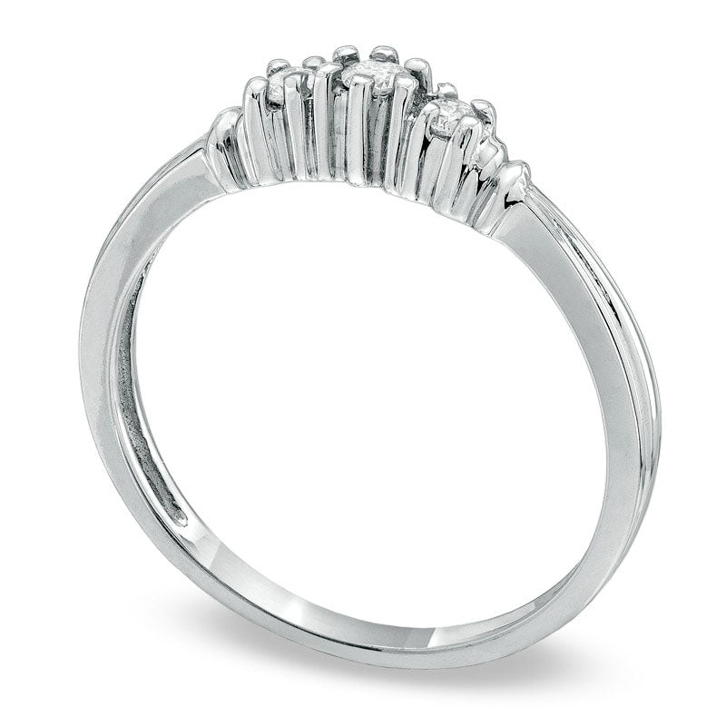 0.10 CT. T.W. Natural Diamond Three Stone Promise Ring in Solid 10K White Gold