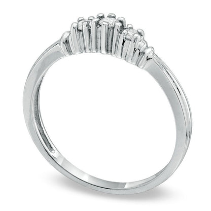 0.10 CT. T.W. Natural Diamond Three Stone Promise Ring in Solid 10K White Gold