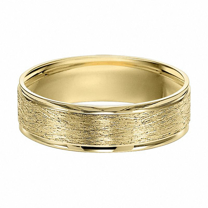 Men's 6.0mm Brushed Wedding Band in Solid 10K Yellow Gold