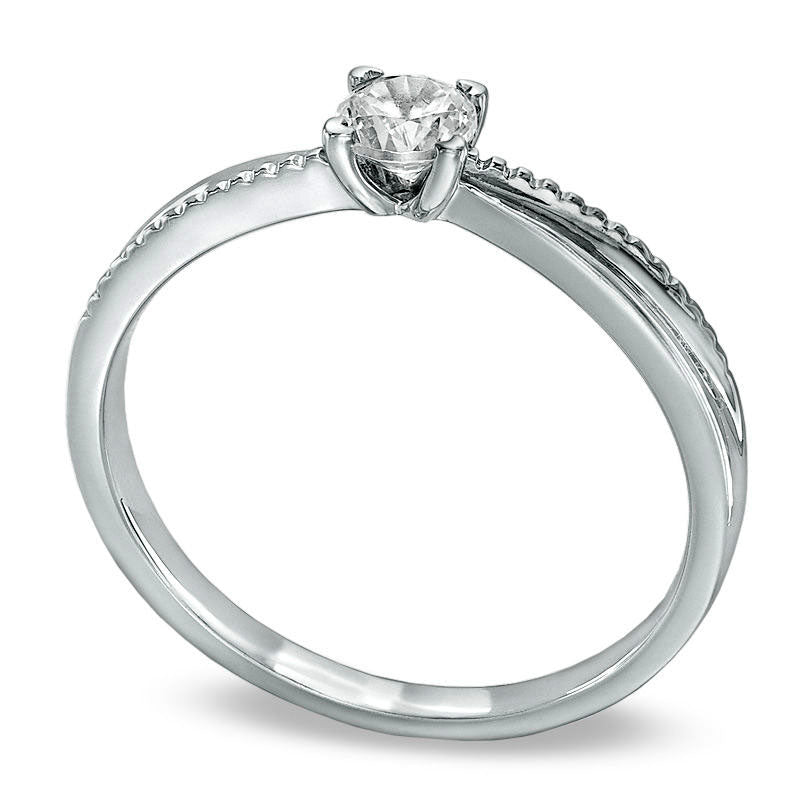 0.17 CT. Natural Clarity Enhanced Diamond Solitaire Promise Ring in Solid 10K White Gold