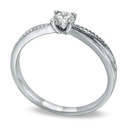 0.17 CT. Natural Clarity Enhanced Diamond Solitaire Promise Ring in Solid 10K White Gold