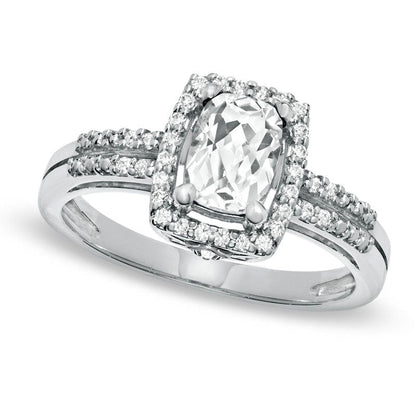 Cushion-Cut White Topaz Frame Ring in Sterling Silver