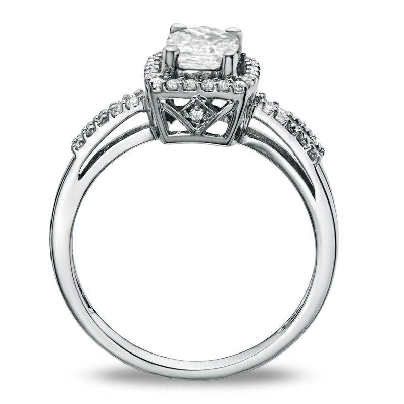 Cushion-Cut White Topaz Frame Ring in Sterling Silver