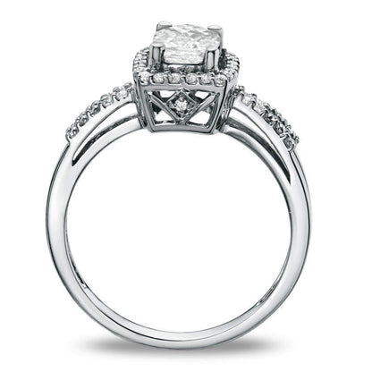Cushion-Cut White Topaz Frame Ring in Sterling Silver