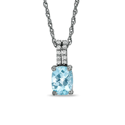 Cushion-Cut Aquamarine and White Topaz Pendant in Sterling Silver