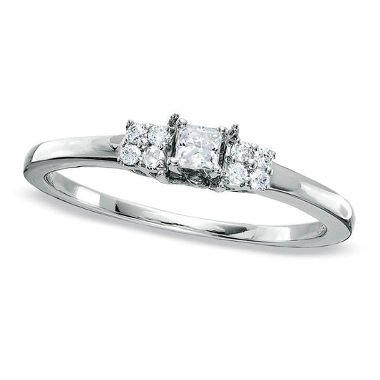 0.13 CT. T.W. Princess-Cut Natural Diamond Promise Ring in Solid 10K White Gold