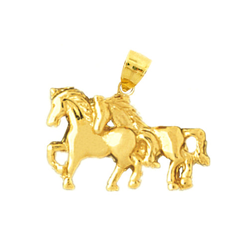 14K Gold Double Horses Charm