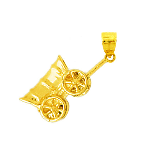 14K Gold 3D Covered Conestoga Wagon Charm