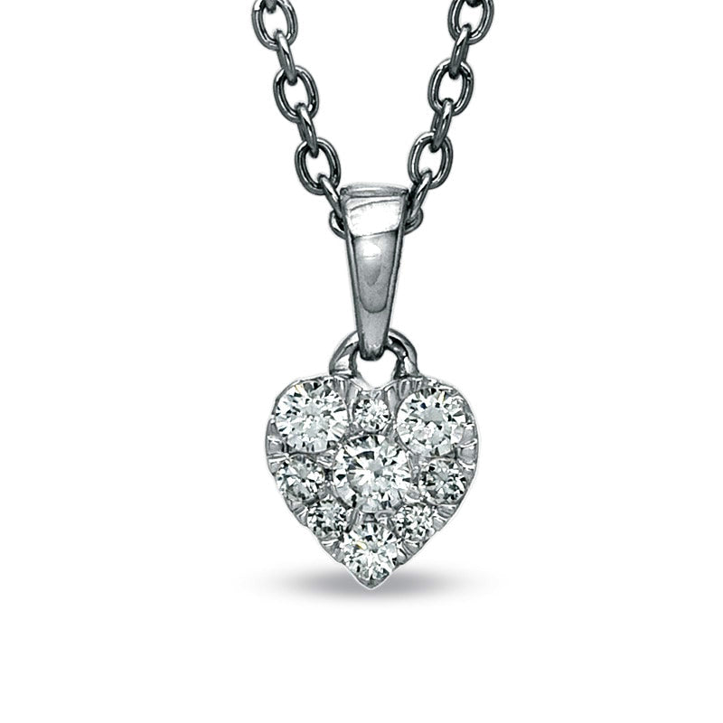 0.25 CT. T.W. Natural Diamond Composite Heart Pendant in 10K White Gold