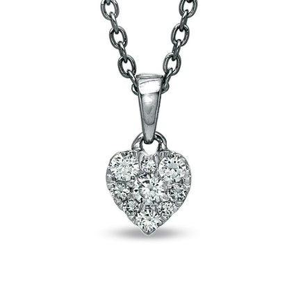 0.25 CT. T.W. Natural Diamond Composite Heart Pendant in 10K White Gold