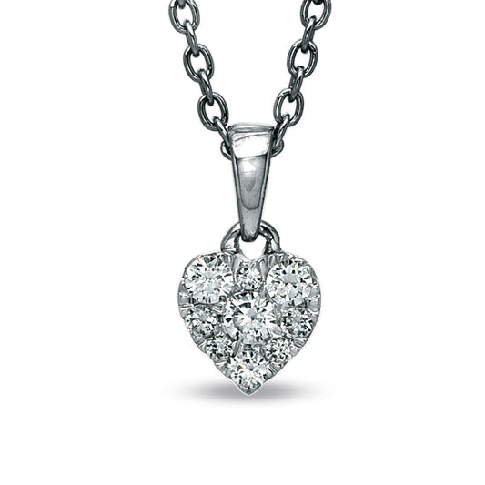 0.25 CT. T.W. Natural Diamond Composite Heart Pendant in 10K White Gold