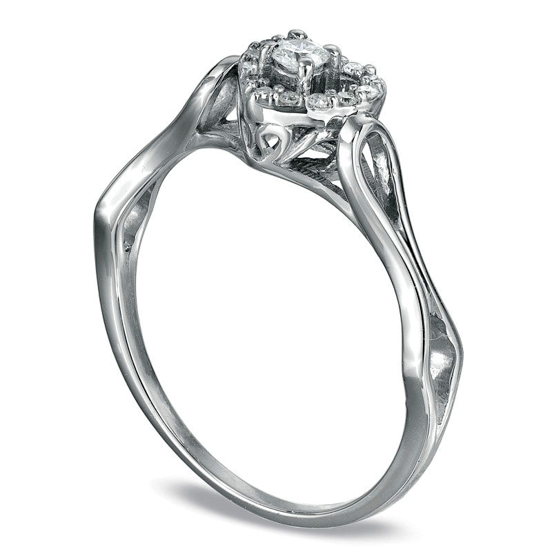 0.10 CT. T.W. Natural Diamond Heart Framed Promise Ring in Sterling Silver