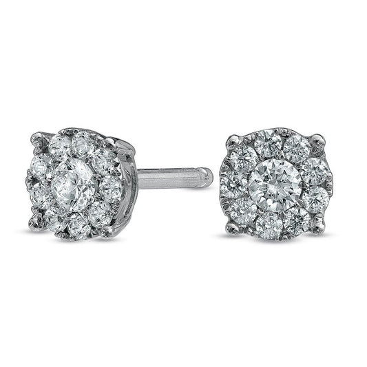 0.25 CT. T.W Diamond Frame Stud Earrings in 10K White Gold