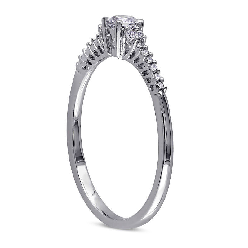 Lab-Created White Sapphire and Diamond Accent Promise Ring in Sterling Silver