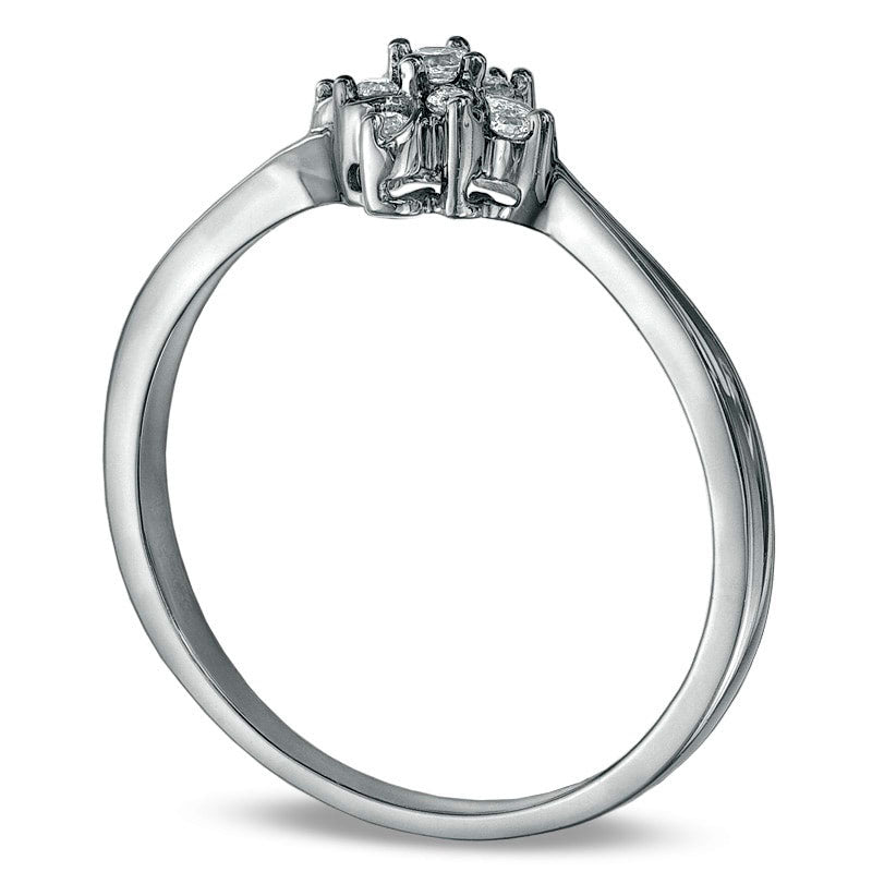 0.13 CT. T.W. Natural Diamond Tilted Swirl Promise Ring in Solid 10K White Gold