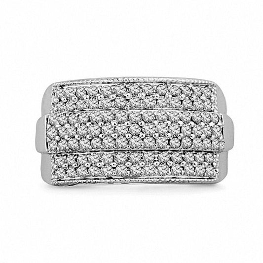 1.0 CT. T.W. Natural Diamond Multi-Row Band in Solid 10K White Gold