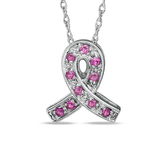 Pink Sapphire Ribbon Pendant in Sterling Silver
