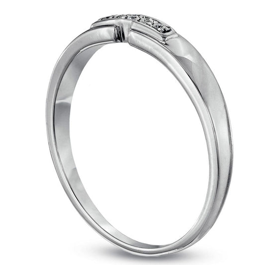 Natural Diamond Accent Band in Solid 10K White Gold