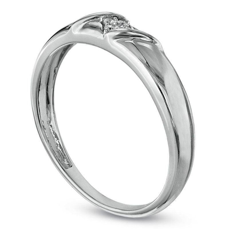 Natural Diamond Accent Band in Solid 10K White Gold