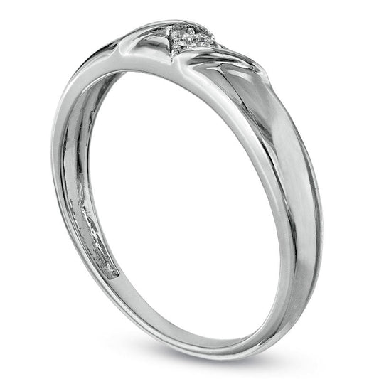 Natural Diamond Accent Band in Solid 10K White Gold
