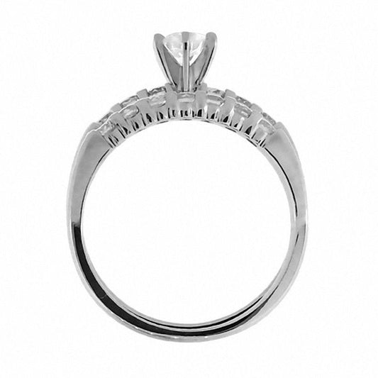 1.0 CT. T.W. Natural Diamond Bridal Engagement Ring Set in Solid 14K White Gold