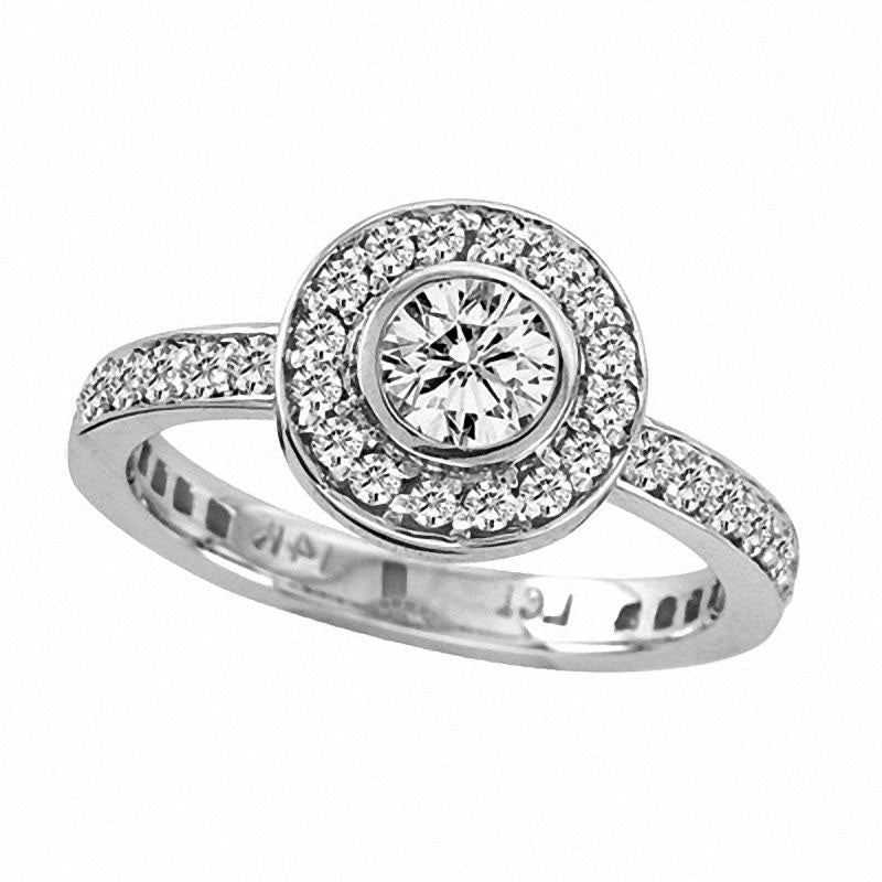 1.50 CT. T.W. Natural Diamond Frame Bridal Engagement Ring Set in Solid 14K White Gold