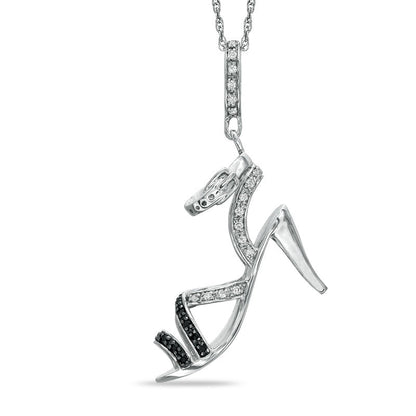 0.14 CT. T.W. Enhanced Black and White Natural Diamond Stiletto Sandal Pendant in Sterling Silver