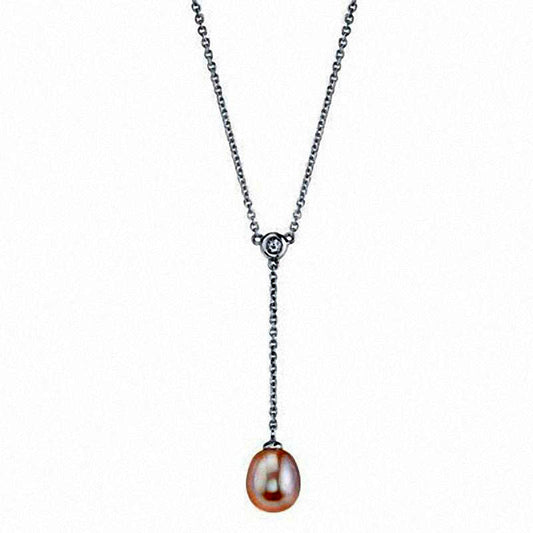 8.0mm Pink Cultured Pearl Pendant in Sterling Silver - 17