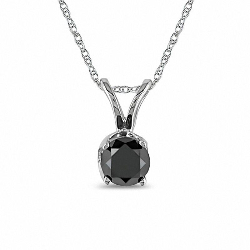 0.5 CT. Enhanced Black Natural Clarity Enhanced Solitaire Pendant in 10K White Gold - 17