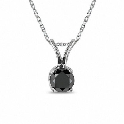 0.5 CT. Enhanced Black Natural Clarity Enhanced Solitaire Pendant in 10K White Gold - 17