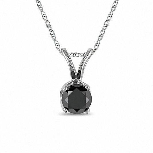 0.5 CT. Enhanced Black Natural Clarity Enhanced Solitaire Pendant in 10K White Gold - 17