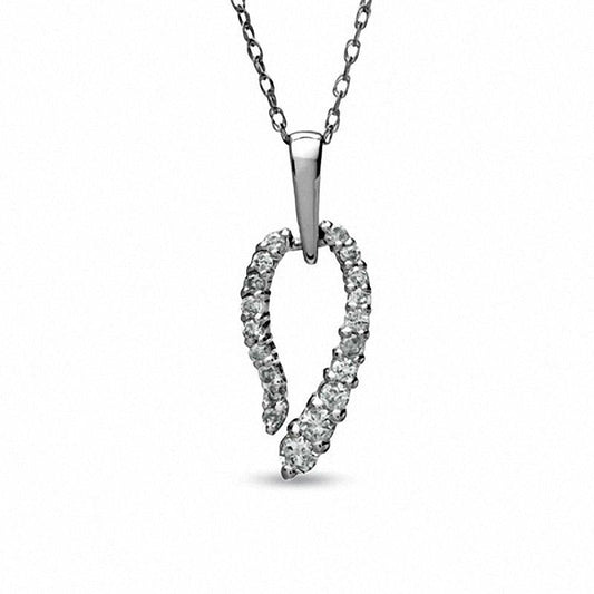 0.33 CT. T.W. Natural Diamond Leaf Pendant in 14K White Gold