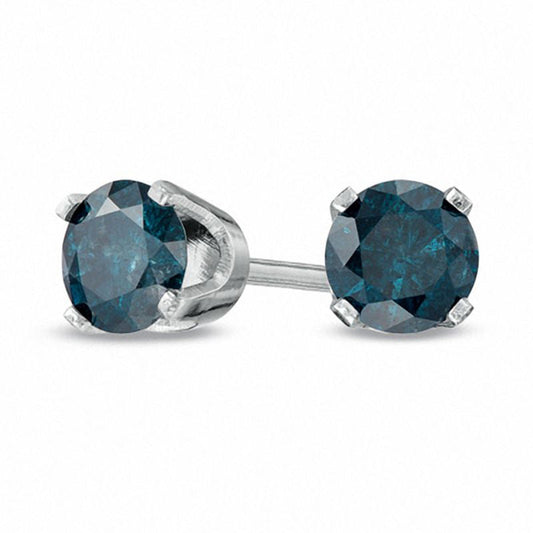 0.75 CT. T.W. Enhanced Blue Diamond Solitaire Stud Earrings in 14K White Gold