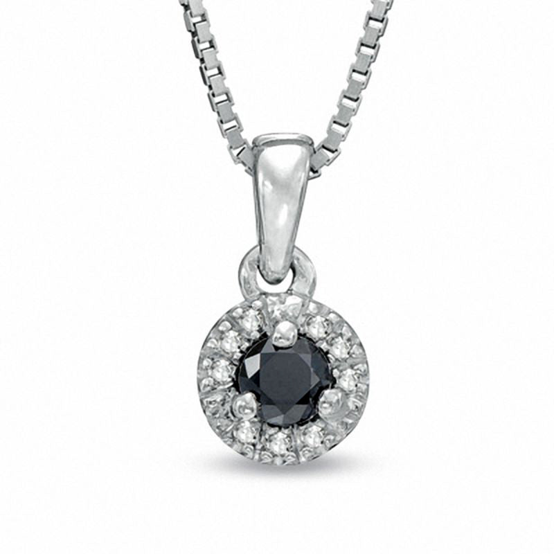 0.25 CT. T.W. Enhanced Black and White Natural Diamond Frame Pendant in Sterling Silver