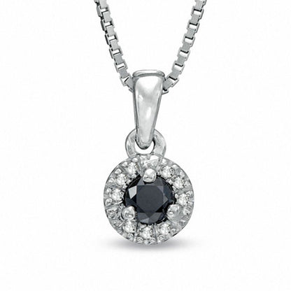 0.25 CT. T.W. Enhanced Black and White Natural Diamond Frame Pendant in Sterling Silver