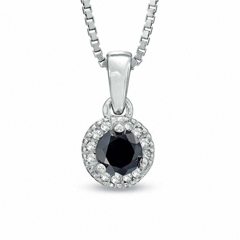 0.5 CT. T.W. Enhanced Black and White Natural Diamond Frame Pendant in Sterling Silver