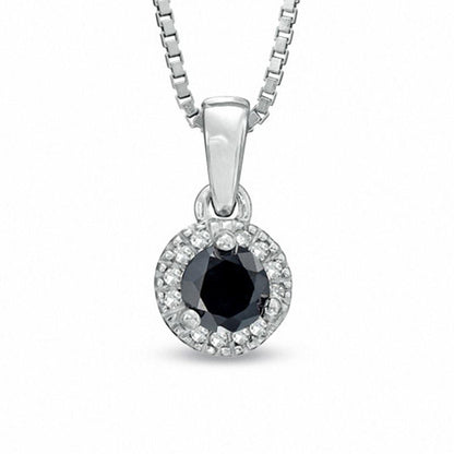 0.5 CT. T.W. Enhanced Black and White Natural Diamond Frame Pendant in Sterling Silver