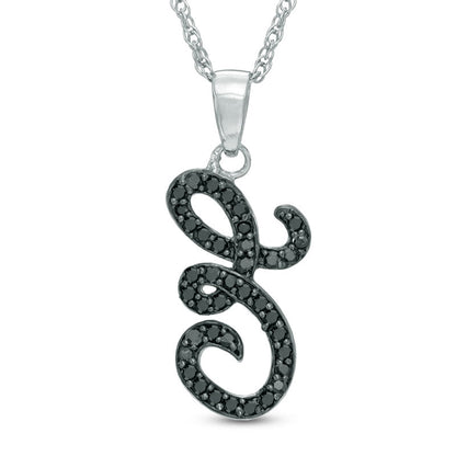 0.25 CT. T.W. Enhanced Black Natural Diamond E" Initial Pendant in Sterling Silver"