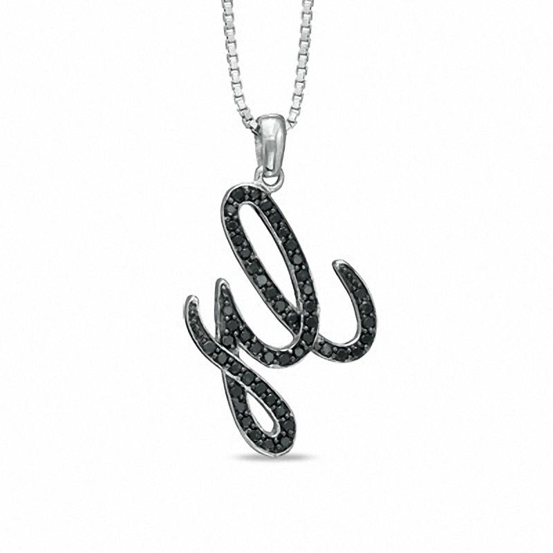 0.25 CT. T.W. Enhanced Black Natural Diamond G" Initial Pendant in Sterling Silver"