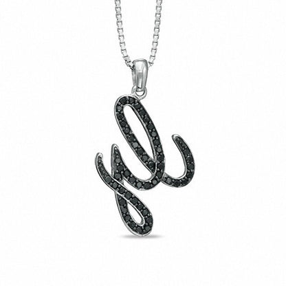 0.25 CT. T.W. Enhanced Black Natural Diamond G" Initial Pendant in Sterling Silver"