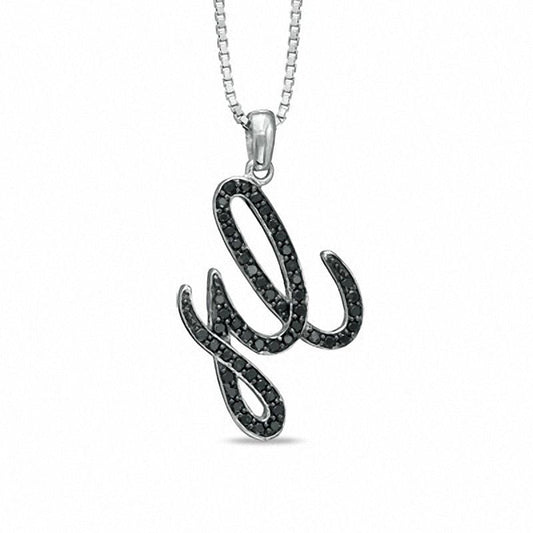 0.25 CT. T.W. Enhanced Black Natural Diamond G" Initial Pendant in Sterling Silver"