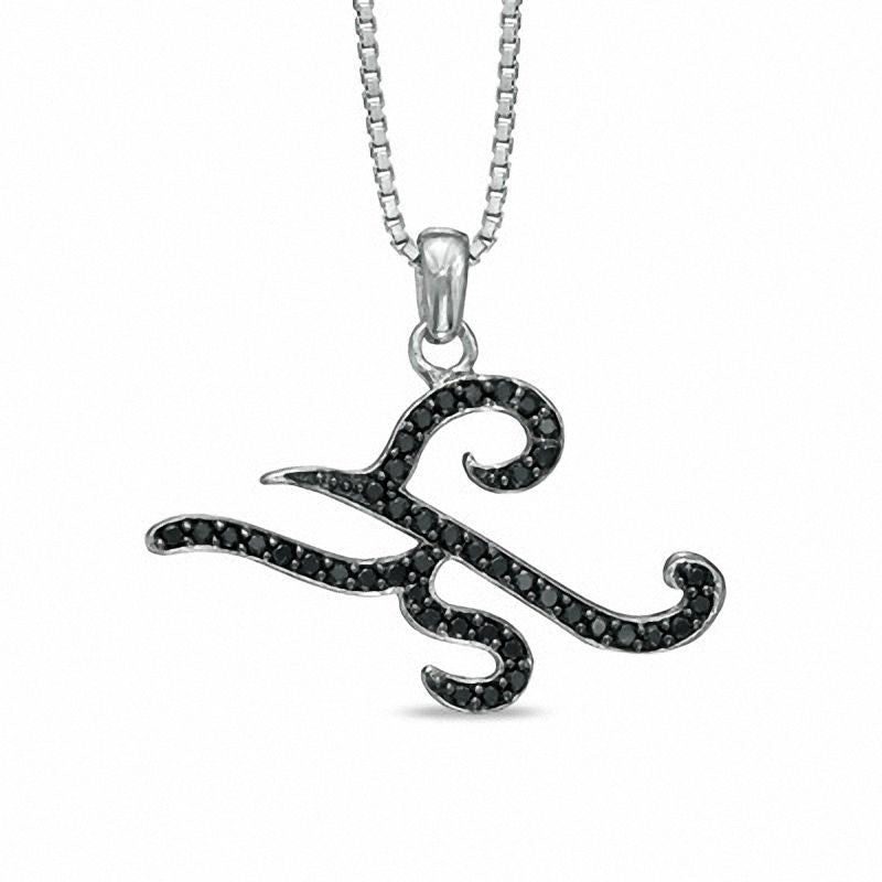 0.25 CT. T.W. Enhanced Black Natural Diamond K" Initial Pendant in Sterling Silver"