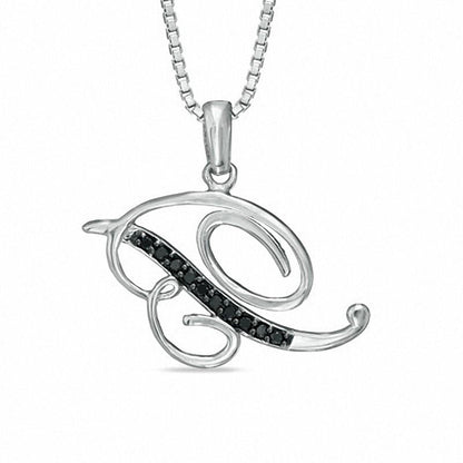 Enhanced Black Natural Diamond Accent B" Initial Pendant in Sterling Silver"