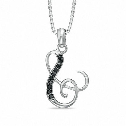 Enhanced Black Natural Diamond Accent S" Initial Pendant in Sterling Silver"