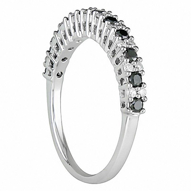 0.50 CT. T.W. Enhanced Black and White Natural Diamond Band in Solid 10K White Gold