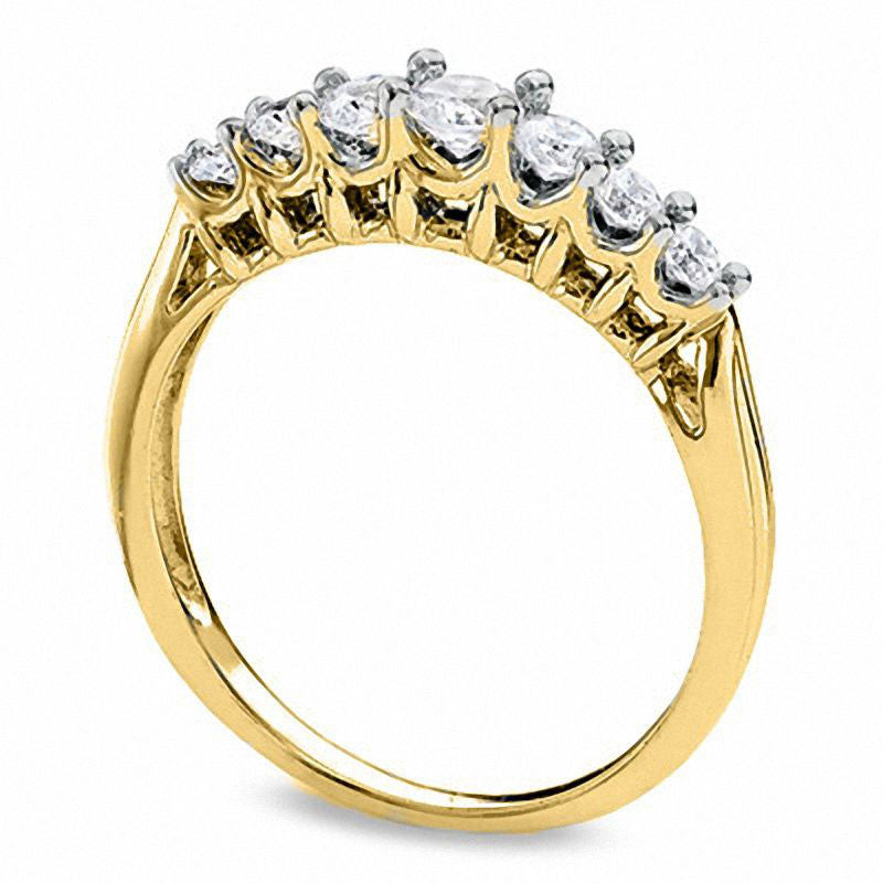 0.33 CT. T.W. Natural Diamond Seven Stone Band in Solid 10K Yellow Gold
