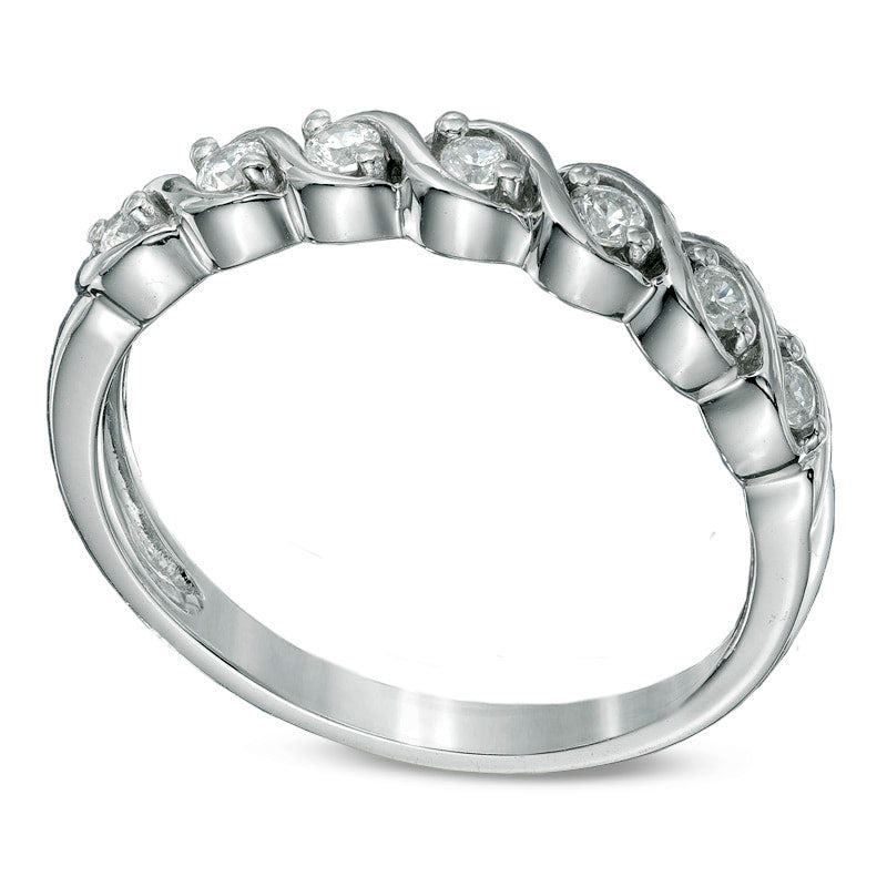 0.13 CT. T.W. Natural Diamond Seven Stone S" Anniversary Band in Sterling Silver"